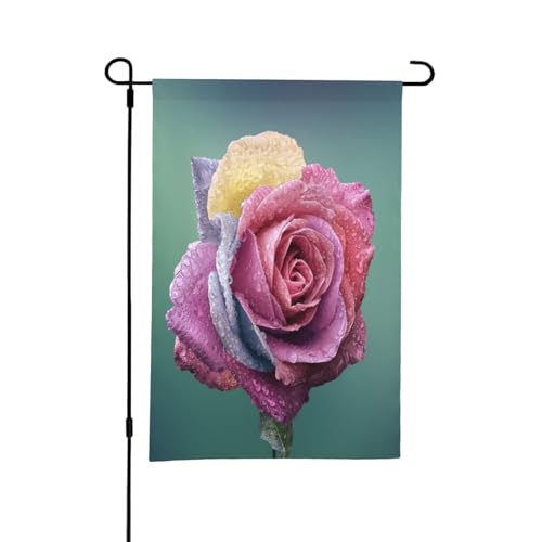 Bunte Rose Romance Blütenblätter Pflanze, 12 x 18 Zoll doppelseitige Sommer Garten Hof Flagge draußen von YOFIEN