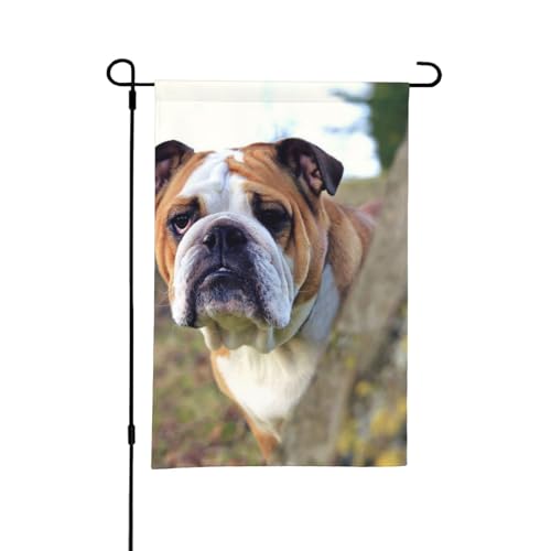 Englische Bulldoggen, Rasen-Haustiere, Englische Bulldoggen, doppelseitige Sommer-Gartenflagge für draußen, 30,5 x 45,7 cm von YOFIEN