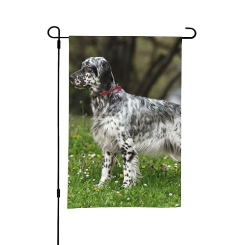 Englischer Setter Rasen Haustiere Hunde Englischer Setter, 12x18 Zoll doppelseitige Sommergarten-Hofflagge draußen von YOFIEN