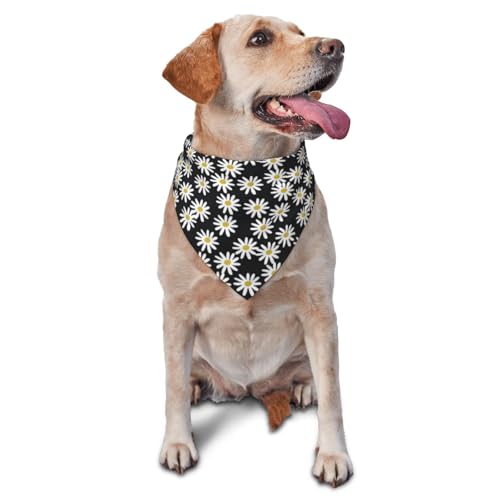 Gänseblümchen Blumen Blumen Schwarz und Weiß SimpleDog Bandanas Katze Welpen Schals Waschbar Haustier Taschentuch von YOFIEN
