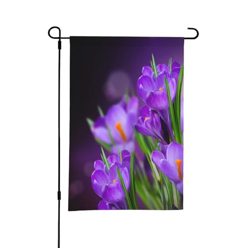 Grüne Blätter und lila Blumen bedruckt, 12 x 18 Zoll doppelseitige Sommergarten-Flagge für draußen von YOFIEN