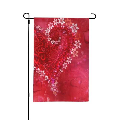 Valentinstag Herz Blume, 12x18 Zoll doppelseitige Sommer Garten Hof Flagge draußen von YOFIEN