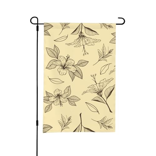 Vintage Retro Blumen Blumenmuster, 12x18 Zoll doppelseitige Sommergarten-Flagge für draußen von YOFIEN