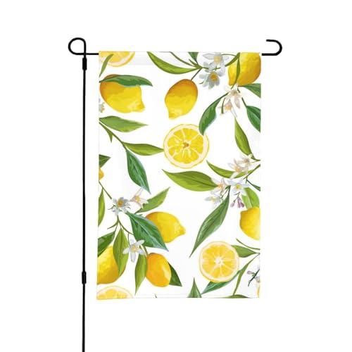 Zitronenfrucht-Blumen, 30,5 x 45,7 cm, doppelseitige Sommer-Gartenflagge für draußen von YOFIEN