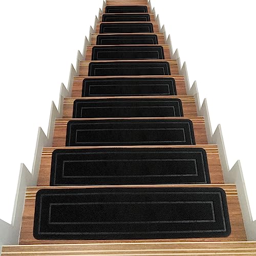 Stufenmatten für Holzstufen, 15 Stück, 20x 76cm, rutschfeste Teppich-Stufenmatte, selbstklebende Stufenmatten, maschinenwaschbar, Holztreppensicherheitsteppich, Treppenläufer für Kinder, schwarz Stufenmatten für Holzstufen, 15 Stück, 20x 76cm, rutschfeste Teppich-Stufenmatte, selbstklebende Stufenmatten, maschinenwaschbar, Holztreppensicherheitsteppich, Treppenläufer für Kinder, schwarz von YOFTLUJU