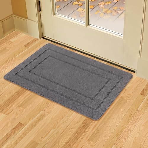 YOFTLUJU Stilvolle Innen- und Außentürmatte 80x120cm, Schmutzfänger, Anti-Rutsch, Super Absorbierend, 0,4 Zoll dünne Türmatte, maschinenwaschbarer Eingangsteppich, für Vorder- und Hintertür Grau von YOFTLUJU