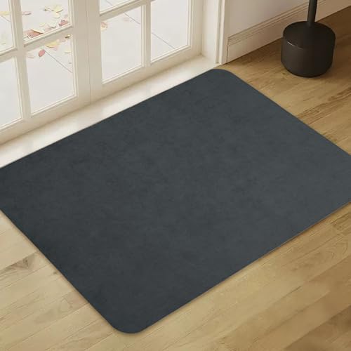 Fußmatte innen Ultra Dünn, 60x90cm Türmatte für Innenbereich, rutschfeste Absorbierende Schmutzabweisende Eingangsmatte, waschbare Fussmatte für die Vordertür, Flache Innenbodenmatte (dunkelgrau) von YOFTLUJU