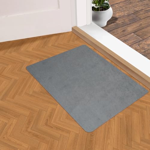 Fußmatte innen Superdünn, 40*60cm Türmatte für Innenbereich, rutschfeste Absorbierende Schmutzabweisende Eingangsmatte, waschbare Fußmatte für die Vordertür, Flache Innenbodenmatte (hellgrau) von YOFTLUJU