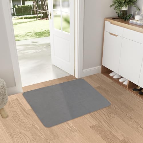 Fußmatte innen 3mm Dünn, 50*80cm Türmatte für Innenbereich, rutschfeste Absorbierende Schmutzabweisende Eingangsmatte, waschbare fussmatte für die Vordertür, Flache Innenbodenmatte (hellgrau) von YOFTLUJU
