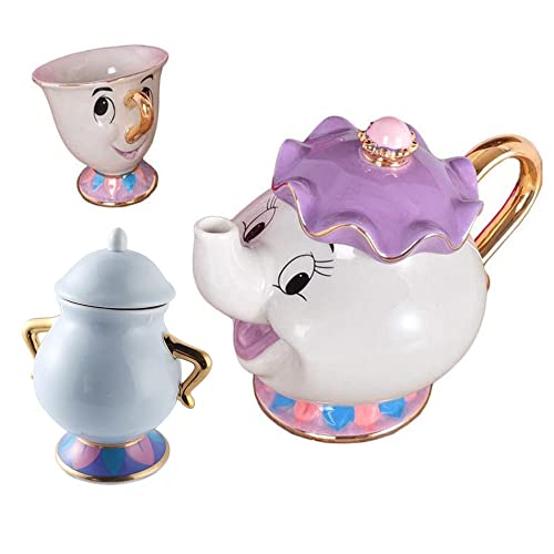 Cartoon Die Schöne und das Biest Vintage Teekanne Becher Mrs Potts Teekanne Tasse Zuckerdose. Chönes Geschenk (Kanne & Tasse & Zuckerstreuer) von YOFXZGR