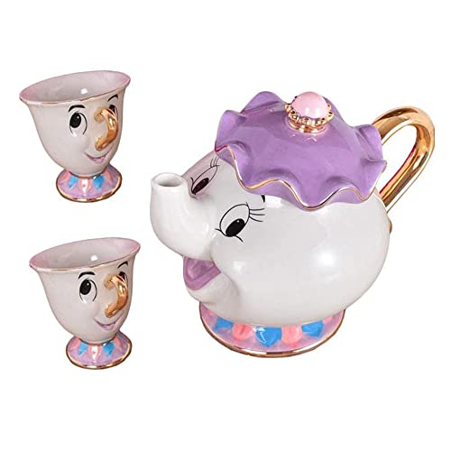 Die Schöne und Das Biest Teekanne Keramik Tassen Set Mrs. Potts Teekanne & Teegläser Set (Kanne & 2 Tasse) von YOFXZGR