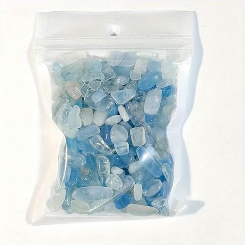 1/2 Unze natürliche Quarzkristallsplitter, polierter Mineralkies, Aquarium-Massensteine, getrommelte Heimdekoration, Aquamarin, 2 Unzen von YOGAES