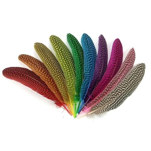 10 Teile/los Dot Perlhuhn Federn 15-20cm Fasan Natürliche Feder Schmuck Kreation Diy Hochzeit Dekoration bunte Plumas-Mischfarbe von YOGAES