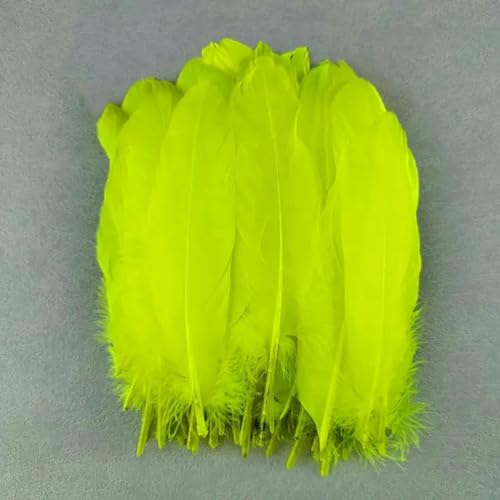 35 Farben Gänse-Satinette-lose Federn, 13–20 cm, 100 Stück, Hochzeits-Karnevalskleid, 32, fluoreszierende Farbe, 13–20 cm oder 5–8 Zoll von YOGAES