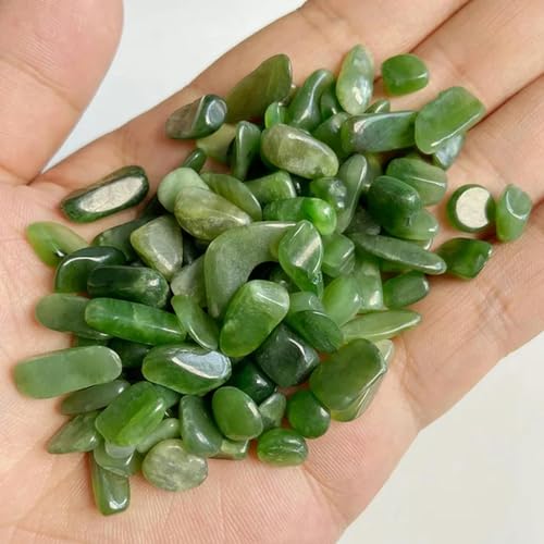 Natürliche grüne Steinsplitter ohne Loch, Perlen, 6–9 mm, Prehnit-Quarz, Kristall-Edelstein, unregelmäßiger Energiestein für Aquarium, Bonsai-26 Jade-50 g von YOGAES