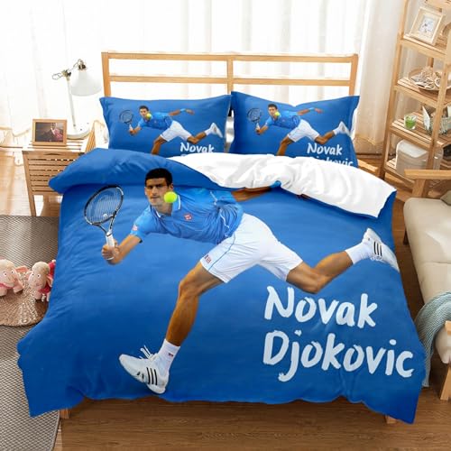 YOGAES Bettbezug Novak Djokovic, Bettbezug für Kinder, Bettbezug für Jugendliche, Bettbezug für Einzelbett (A1, 135 x 200 cm + 80 x 80 cm) von YOGAES