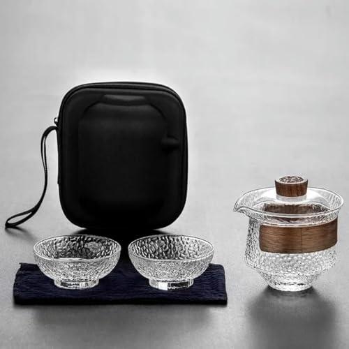 YOGAYE 3 stücke Tee-Set 2 Tassen Gaiwan Transparent Glas Tragbare Reise Terrine Teegeschirr Zeremonie von YOGAYE