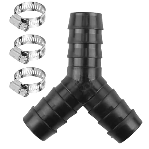YOGAZEN 2-Wege Y-Verteilerstück, Waschmaschine Abfluss Adapter, Verteiler Zulaufschlauch Wasseranschluss, Doppelanschluss Schlauchverteiler mit 3 Schlauchschellen für Geschirrspüler Trockner von YOGAZEN