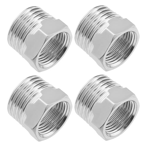 YOGAZEN 4 Stück Reduzierstück 1/2 auf 3/8 Zoll, Adapter 1/2 zoll auf 3/8 zoll, Edelstahl Reduzierstück Gewindefitting, Außengewinde-Innengewindeverbindungen, Geeignet für Industrie, Rohre, Wasser Usw von YOGAZEN