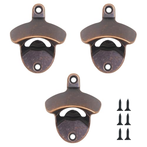 YOGAZEN Flaschenöffner wand, Zinklegierung Flaschenöffner, Rotbronze Bieröffner wand, Bierflaschenöffner geeignet für Bars, Küchen, Wohnungen, Terrassen, Restaurants usw (3 Stück) von YOGAZEN