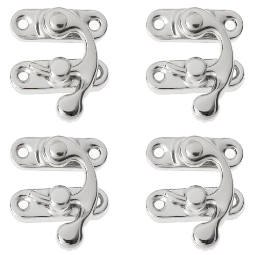 YOGAZEN Rechts Latch Hook, Antiker Vintage Schnell Verschluss, Rechte Riegelhaken Haspe Riegel, Antike Dekorative Haspe, für kleine Holzkiste, Schmuckschatulle, Weinkiste mit Schrauben (4 Stück) von YOGAZEN