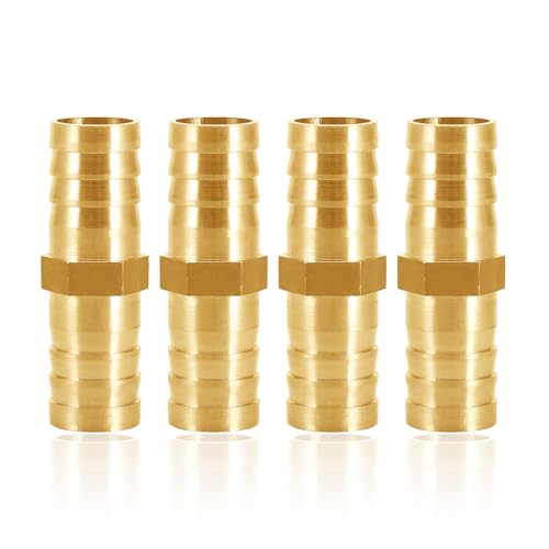YOGAZEN Schlauchverbinder 10mm Messing, 4 Stück Messing Schlauch Anschluss 10mm(3/8"), gerader Widerhaken Verbinder Schlauchtülle Tüllenverbinder Gewindefitting Messingfittings von YOGAZEN