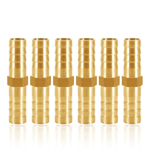 YOGAZEN Schlauchverbinder 8mm Messing, 6 Stück Messing Schlauch Anschluss 8mm(5/16"), gerader Widerhaken Verbinder Schlauchtülle Tüllenverbinder Gewindefitting Messingfittings von YOGAZEN