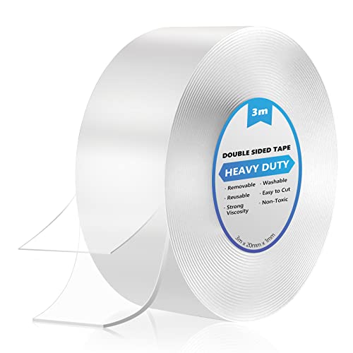 joyliveCY Doppelseitiges Klebeband Extra Stark Transparent, 3 Meter Nano Double Sided Tape, Abnehmbar Spurlos Klebeband Doppelseitig Dünn für Teppich, Foto Wand, Küche, Zuhause, Auto oder Outdoor von joyliveCY