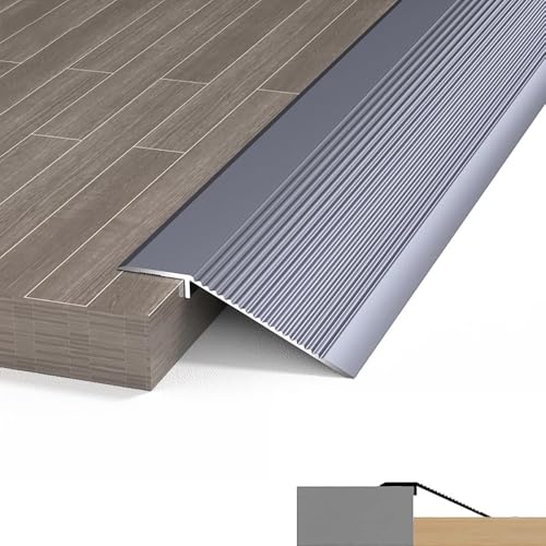 YOHIEE Alu Böden Übergangsleiste 10-35mm Höhe Anpassungsprofil, Extra Breit 10cm Übergangsschiene Aus Aluminium, Rutschfester Schwelle Rampe Reducer(Iron Gray,80cm/31.5in) von YOHIEE