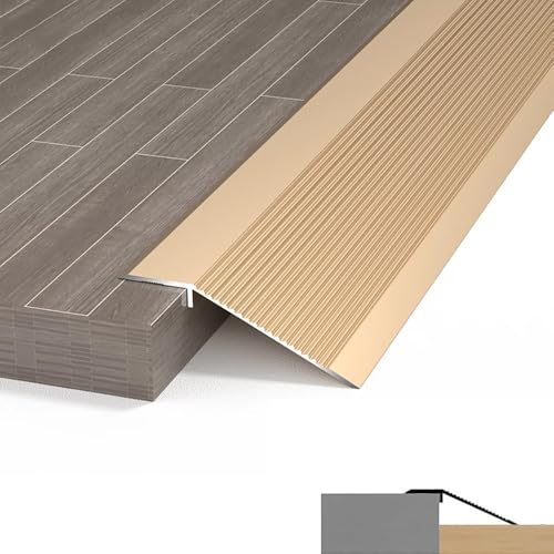 Alu Böden Übergangsleiste 10-35mm Höhe Anpassungsprofil, Extra Breit 10cm Übergangsschiene Aus Aluminium, Rutschfester Schwelle Rampe Reducer(Titanium,70cm/27.5in) von YOHIEE