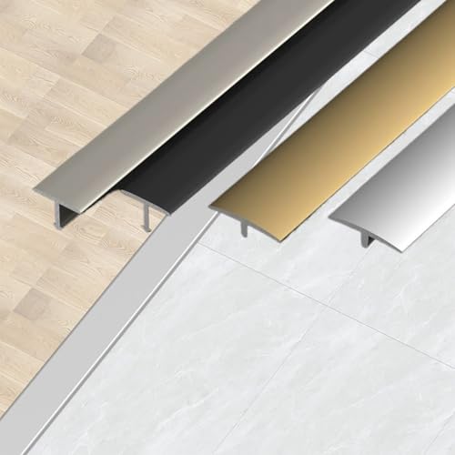 YOHIEE T-Profil Übergangsschiene Aluminium-Formleisten Zierleisten, Boden/Teppich Laminat Übergangsleiste Flach Übergangsprofil für Verbinden Von Bodenspalten(Champagne,L 90cm W22mm) von YOHIEE