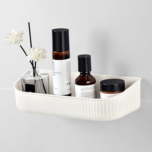 YOHOM Duschablage Ohne Bohren für die Dusche Off White Duschkorb selbstklebend Kunststoff Shampoo-Halter Selbstklebende Duschablage für die Badezimmerwand von YOHOM