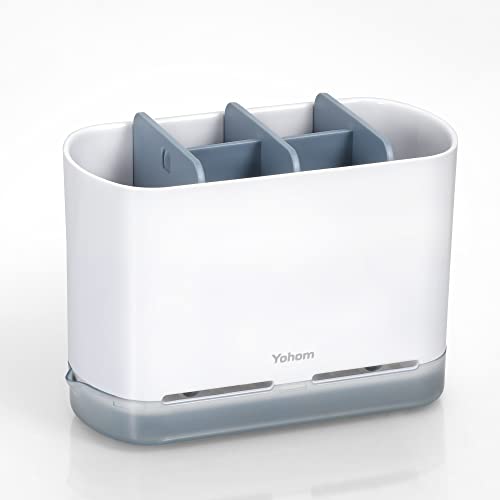 YOHOM Küchenspüle Caddy Spülbecken Organizer Mit Abtropfschale Küche Schwammhalter Bürstenhalter Mit Verstellbaren Fächern Spülutensilien Organizer küchen Spüle Utensilienhalter von YOHOM