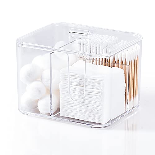 YOHOM Transparent Wattestäbchen Halter mit Deckel Badezimmer Wattepadspender 3-in-1 Behälter für Wattebausche und Wattestäbchen Klar Ohrstäbchen Halterung YOHOM Transparent Wattestäbchen Halter mit Deckel Badezimmer Wattepadspender 3-in-1 Behälter für Wattebausche und Wattestäbchen Klar Ohrstäbchen Halterung von YOHOM