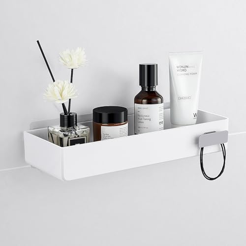 YOHOM Weiß Selbstklebend Duschkorb Ohne Bohren für die Dusche Kunststoff Shampoo-Halter Selbstklebende Duschablage für die Badezimmerwand von YOHOM