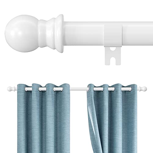 Weiße Gardinenstangen, 76,2 bis 213,4 cm Fenstervorhang-Hardware-Set mit einfachem Kugel-Endstück in 2,5 cm Durchmesser, robuste Gardinenstange, verstellbare Länge, einfache Installation von YOHSUGO