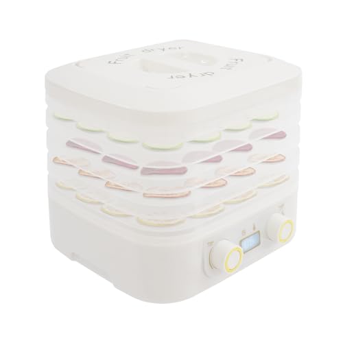 Dörrautomat mit 5 Tabletts, Lebensmittel Dörrgerät mit Temperaturregler 35-70°C und 48H-Timer, LED-Display, Geräuscharm Obsttrockner Dörrapparat, Food Dehydrator für Fleisch, Obst, Gemüse (Weiß) von YOICUATGNA