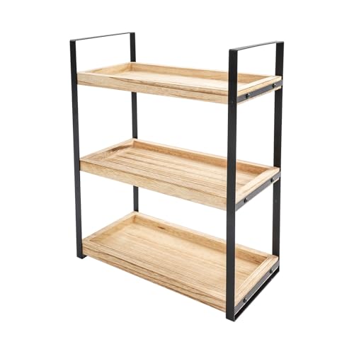 YOICUATGNA 3-Ebenen Standregal Badezimmer Organizer, Feuchtigkeitsgeschützt Holzregal Badezimmer, Regal Holz mit Metallgestell, Multifunktionales Gewürzregal, Schreibtisch-Organizer für Küche YOICUATGNA 3-Ebenen Standregal Badezimmer Organizer, Feuchtigkeitsgeschützt Holzregal Badezimmer, Regal Holz mit Metallgestell, Multifunktionales Gewürzregal, Schreibtisch-Organizer für Küche von YOICUATGNA