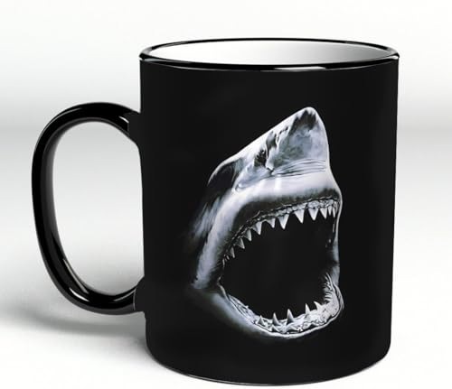 YOIUE Tasse aus Keramik - Große 11oz Tassen 330ml Kaffeetassen mit Henkel, 100% Handbemalt - Trinkgläser mit Griff - Weiß,Der Hai fährt seine scharfen Zähne auf YOIUE Tasse aus Keramik - Große 11oz Tassen 330ml Kaffeetassen mit Henkel, 100% Handbemalt - Trinkgläser mit Griff - Weiß,Der Hai fährt seine scharfen Zähne auf von YOIUE