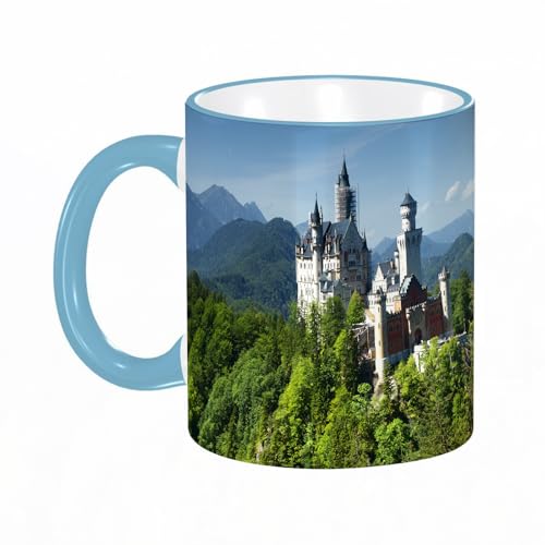 YOIUE Tasse aus Keramik - Große 11oz Tassen 330ml Kaffeetassen mit Henkel, 100% Handbemalt - Trinkgläser mit Griff - Weiß,Deutschland, Schloss Neuschwanstein, angenehme Naturlandschaft, grüner Wald, YOIUE Tasse aus Keramik - Große 11oz Tassen 330ml Kaffeetassen mit Henkel, 100% Handbemalt - Trinkgläser mit Griff - Weiß,Deutschland, Schloss Neuschwanstein, angenehme Naturlandschaft, grüner Wald, von YOIUE