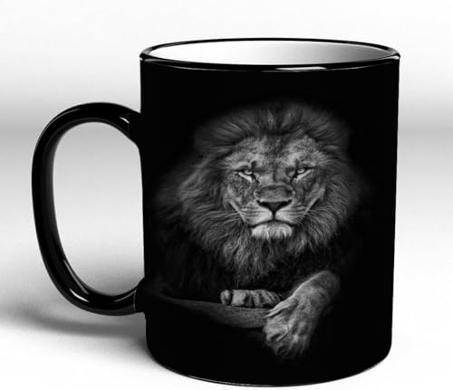 YOIUE Tasse aus Keramik - Große 11oz Tassen 330ml Kaffeetassen mit Henkel, 100% Handbemalt - Trinkgläser mit Griff - Weiß,König der Löwen schwarz und weiß YOIUE Tasse aus Keramik - Große 11oz Tassen 330ml Kaffeetassen mit Henkel, 100% Handbemalt - Trinkgläser mit Griff - Weiß,König der Löwen schwarz und weiß von YOIUE