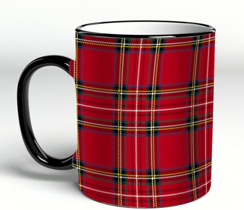 YOIUE Tasse aus Keramik - Große 11oz Tassen 330ml Kaffeetassen mit Henkel, 100% Handbemalt - Trinkgläser mit Griff - Weiß,Rot kariert, westeuropäische Kultur inspiriert durch abstrakte Tartan-Motive YOIUE Tasse aus Keramik - Große 11oz Tassen 330ml Kaffeetassen mit Henkel, 100% Handbemalt - Trinkgläser mit Griff - Weiß,Rot kariert, westeuropäische Kultur inspiriert durch abstrakte Tartan-Motive von YOIUE