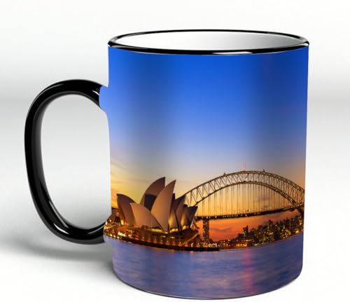 YOIUE Tasse aus Keramik - Große 11oz Tassen 330ml Kaffeetassen mit Henkel, 100% Handbemalt - Trinkgläser mit Griff - Weiß,Sydney Australien Opera House View Dämmerung Zeit am Abend Sydney, Australien YOIUE Tasse aus Keramik - Große 11oz Tassen 330ml Kaffeetassen mit Henkel, 100% Handbemalt - Trinkgläser mit Griff - Weiß,Sydney Australien Opera House View Dämmerung Zeit am Abend Sydney, Australien von YOIUE