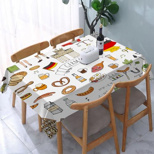 YOIUE Tischdecke Abwaschbar Rechteckig,137x183cm,Polyester Tischtuch Tafeldecke Ornamente Schmutzabweisend Pflegeleicht,Deutsch, handgezeichnete Kritzeleien mit Ikonen der Deutschen Kultur, Fußballtr YOIUE Tischdecke Abwaschbar Rechteckig,137x183cm,Polyester Tischtuch Tafeldecke Ornamente Schmutzabweisend Pflegeleicht,Deutsch, handgezeichnete Kritzeleien mit Ikonen der Deutschen Kultur, Fußballtr von YOIUE