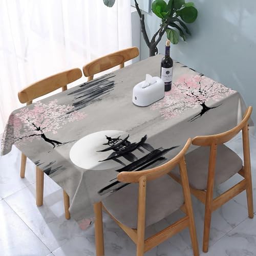 YOIUE Tischdecke Abwaschbar Rechteckig,137x183cm,Polyester Tischtuch Tafeldecke Ornamente Schmutzabweisend Pflegeleicht,Kirschblütenbäume. Pagode Mond japanische Landschaft Nahtlose Muster. Sakura Aq YOIUE Tischdecke Abwaschbar Rechteckig,137x183cm,Polyester Tischtuch Tafeldecke Ornamente Schmutzabweisend Pflegeleicht,Kirschblütenbäume. Pagode Mond japanische Landschaft Nahtlose Muster. Sakura Aq von YOIUE