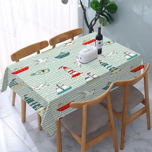 YOIUE Tischdecke Abwaschbar Rechteckig,137x183cm,Polyester Tischtuch Tafeldecke Ornamente Schmutzabweisend Pflegeleicht,Möwen Leuchttürme Nachricht Flaschen Dampfschiffe Segelboote Wellenförmiges Mus YOIUE Tischdecke Abwaschbar Rechteckig,137x183cm,Polyester Tischtuch Tafeldecke Ornamente Schmutzabweisend Pflegeleicht,Möwen Leuchttürme Nachricht Flaschen Dampfschiffe Segelboote Wellenförmiges Mus von YOIUE