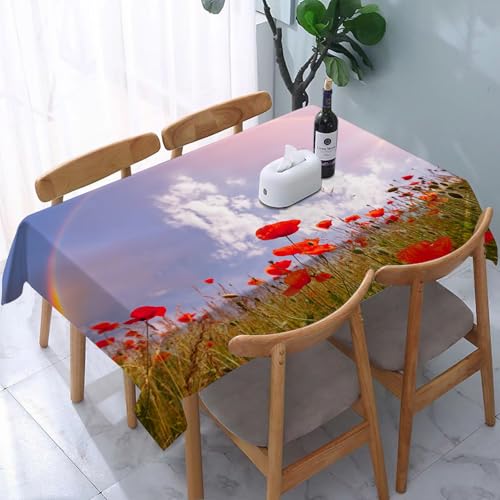 YOIUE Tischdecke Abwaschbar Rechteckig,137x183cm,Polyester Tischtuch Tafeldecke Ornamente Schmutzabweisend Pflegeleicht,Mohn, Wiese mit Mohnblumen und re YOIUE Tischdecke Abwaschbar Rechteckig,137x183cm,Polyester Tischtuch Tafeldecke Ornamente Schmutzabweisend Pflegeleicht,Mohn, Wiese mit Mohnblumen und re von YOIUE