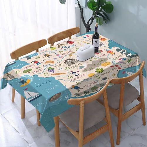 YOIUE Tischdecke Abwaschbar Rechteckig,137x183cm,Polyester Tischtuch Tafeldecke Ornamente Schmutzabweisend Pflegeleicht,Reisegeographie - Artofit von YOIUE