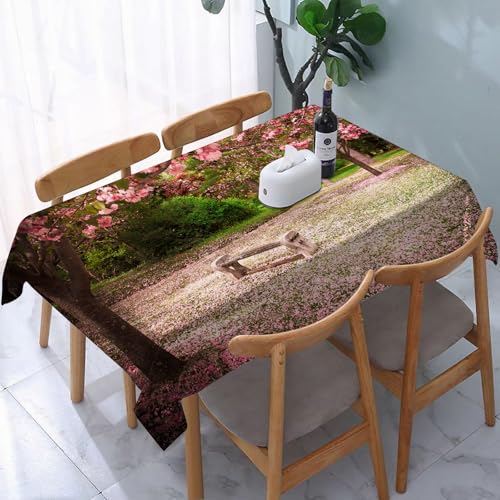 YOIUE Tischdecke Abwaschbar Rechteckig,137x183cm,Polyester Tischtuch Tafeldecke Ornamente Schmutzabweisend Pflegeleicht,Ruhige Gartenbank Kirschblütenbäume Hintergrund Frühling Vabriant blühende Bäum YOIUE Tischdecke Abwaschbar Rechteckig,137x183cm,Polyester Tischtuch Tafeldecke Ornamente Schmutzabweisend Pflegeleicht,Ruhige Gartenbank Kirschblütenbäume Hintergrund Frühling Vabriant blühende Bäum von YOIUE