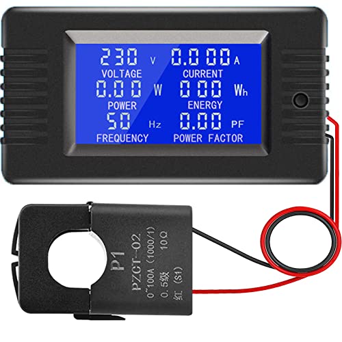 AC Amperemeter Voltmeter AC 80-260V 100A, Leistungsmesser 6-in-1 Volt Ampere Messgerät Home Stromzähler Panel, Digitale Multimeter Energiezähler mit offenem CT (PZEM-022 mit offenem CT) von YOJOCK